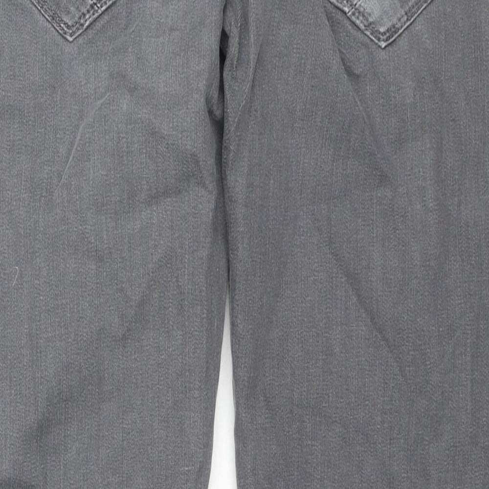 Marks and Spencer Mens Grey Cotton Straight Jeans Size 34 in L29 in Regular Zip
