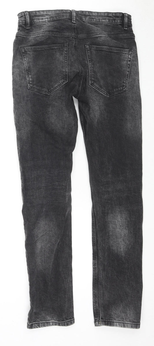 NEXT Mens Black Cotton Skinny Jeans Size 30 in L29 in Regular Zip