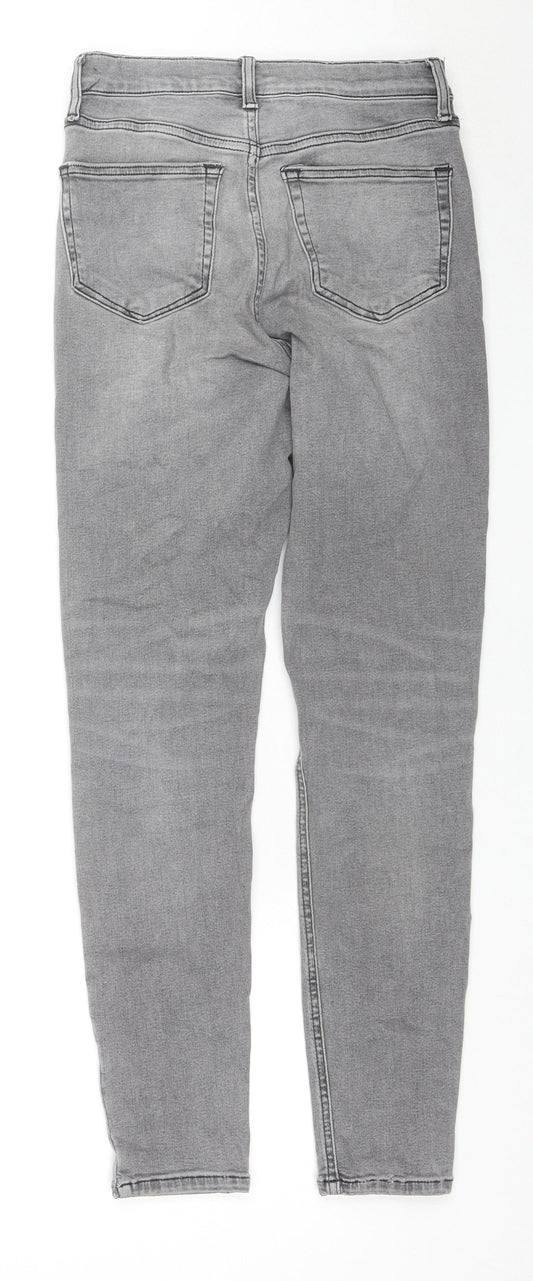 Topshop Womens Grey Cotton Skinny Jeans Size 26 L32 in Regular Zip