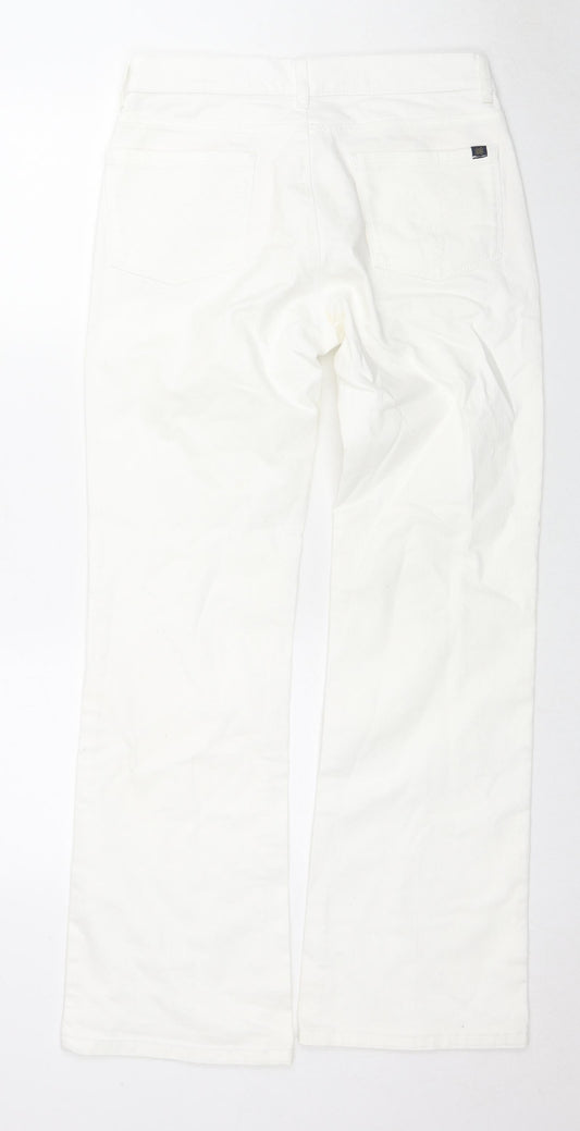 Oasis Womens White Cotton Straight Jeans Size 12 L31 in Regular Zip