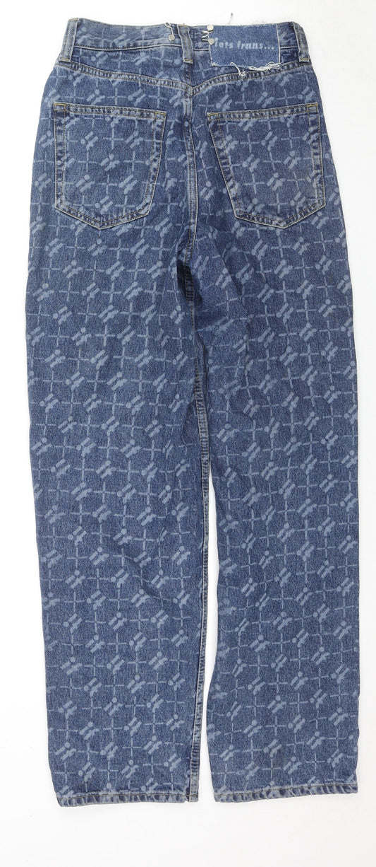 BDG Womens Blue Geometric Cotton Boyfriend Jeans Size 27 in L31 in Regular Zip