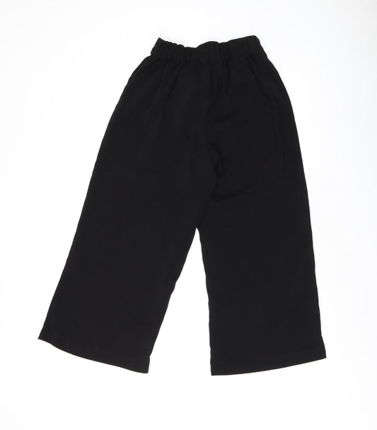 New Look Womens Black Polyester Cropped Trousers Size 6 L21.5 in Regular Drawstring