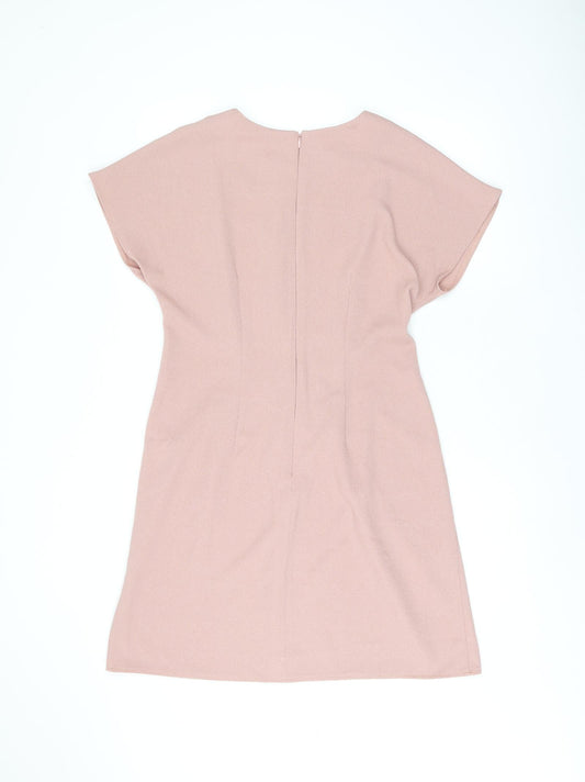 ASOS Womens Pink Polyester Shift Size 12 Boat Neck Zip