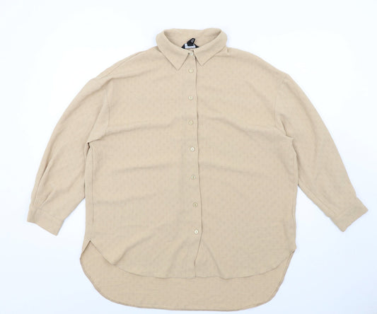 Womens UK Size 10 New Look Beige Basic Button-Up