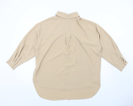 Womens UK Size 10 New Look Beige Basic Button-Up