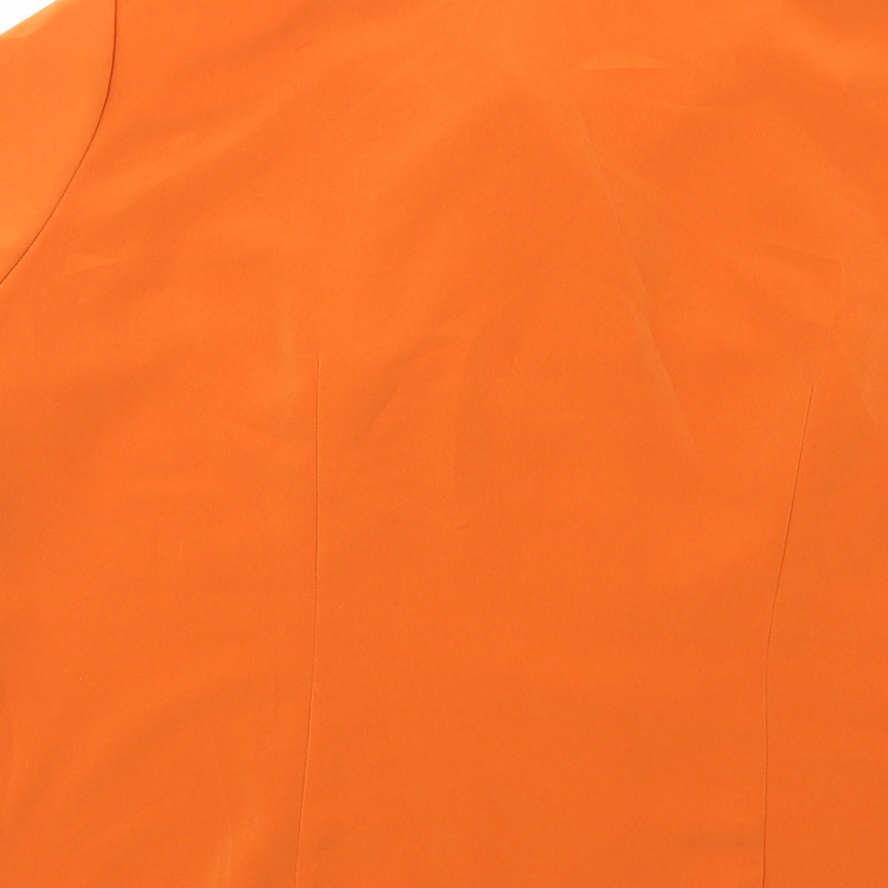 Jorli Womens Orange Polyester Basic Button-Up Size 18 Collared