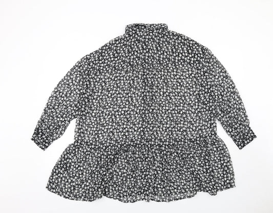 Womens UK Size 8 H&M Black Basic Button-Up
