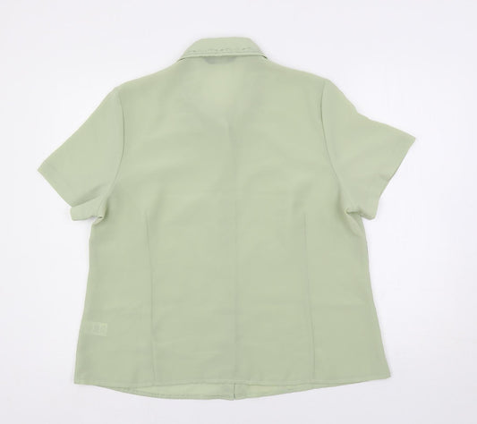 Bonmarché Womens Green Polyester Basic Button-Up Size 18 Collared - Embroidered