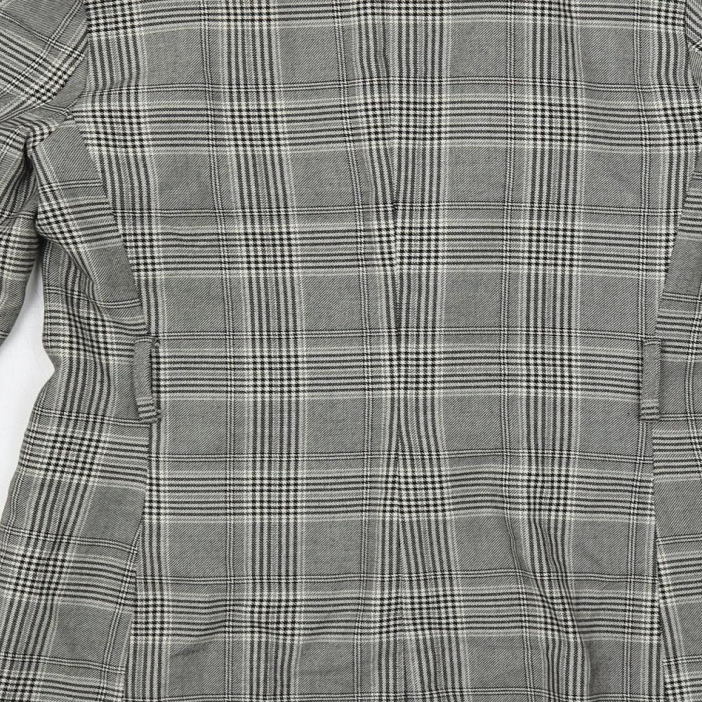 H&M Womens Grey Plaid Jacket Blazer Size 8