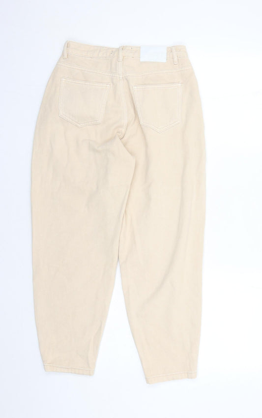 Missguided Womens Beige Cotton Mom Jeans Size 4 L24 in Regular Zip