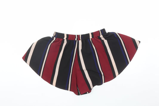 PRETTYLITTLETHING Womens Multicoloured Striped Polyester Sailor Shorts Size 12 L3 in Regular - Elasticated Waist