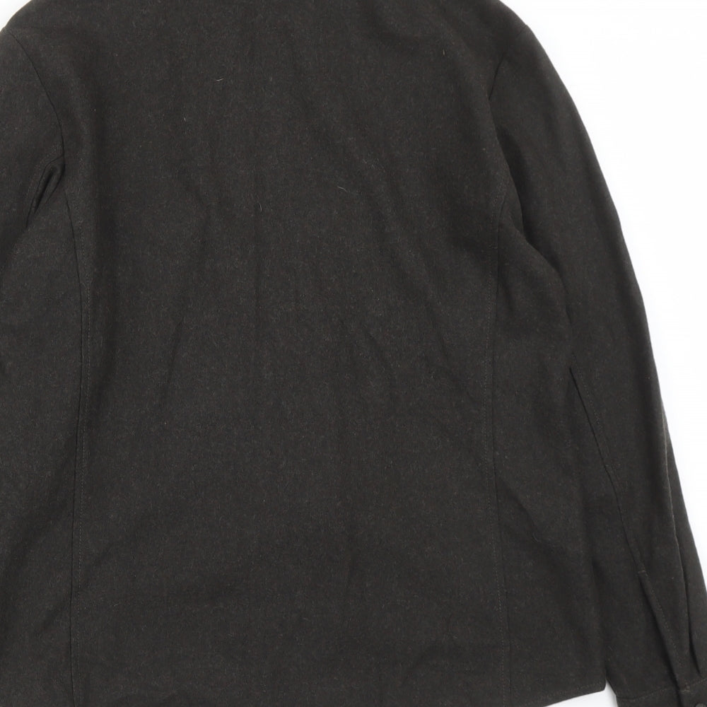 Brand and care label for ESPRIT women’s brown jacket, size UK 14, zip