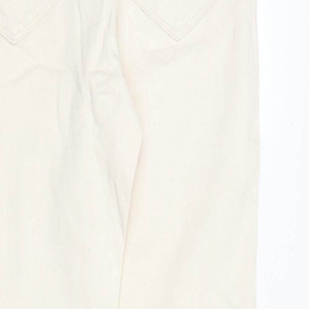 Marks and Spencer Mens Ivory Cotton Tapered Jeans Size 30 in L33 in Regular Zip
