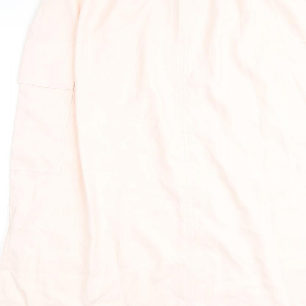 Marks and Spencer Womens Pink Polyester A-Line Skirt Size 16 Tie