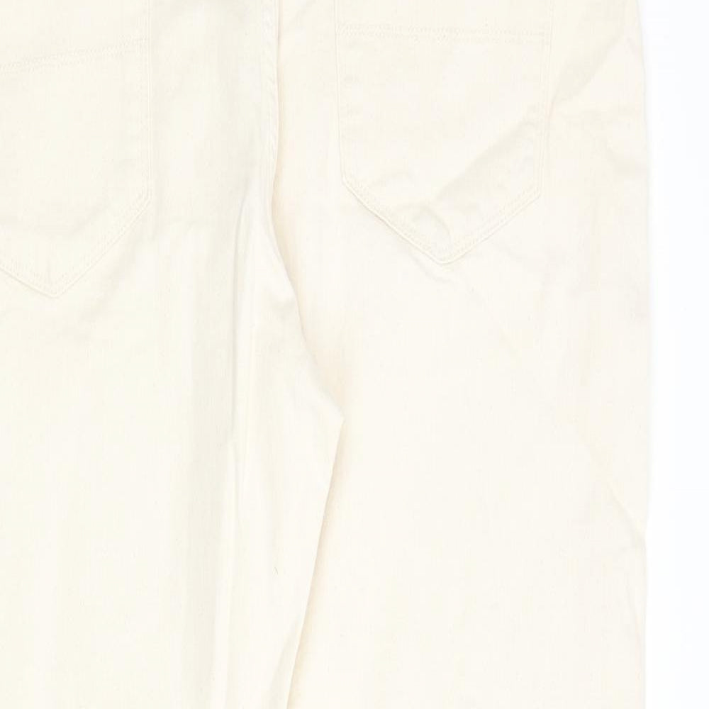 Marks and Spencer Mens Ivory Cotton Tapered Jeans Size 40 in L31 in Regular Zip