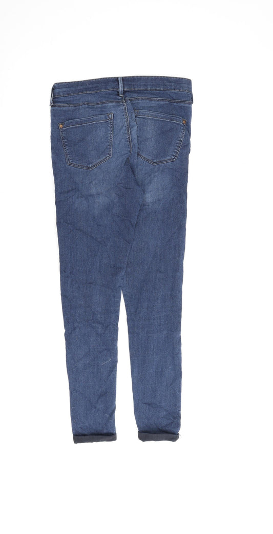 Topshop Womens Blue Cotton Skinny Jeans Size 28 in L30 in Extra-Slim Zip