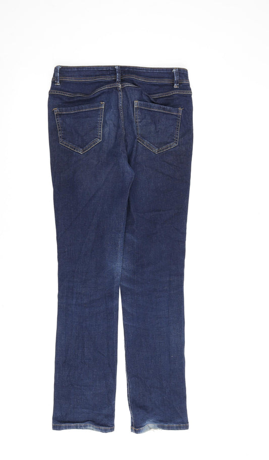 United Colors of Benetton Womens Blue Cotton Straight Jeans Size 29 in L29 in Regular Zip