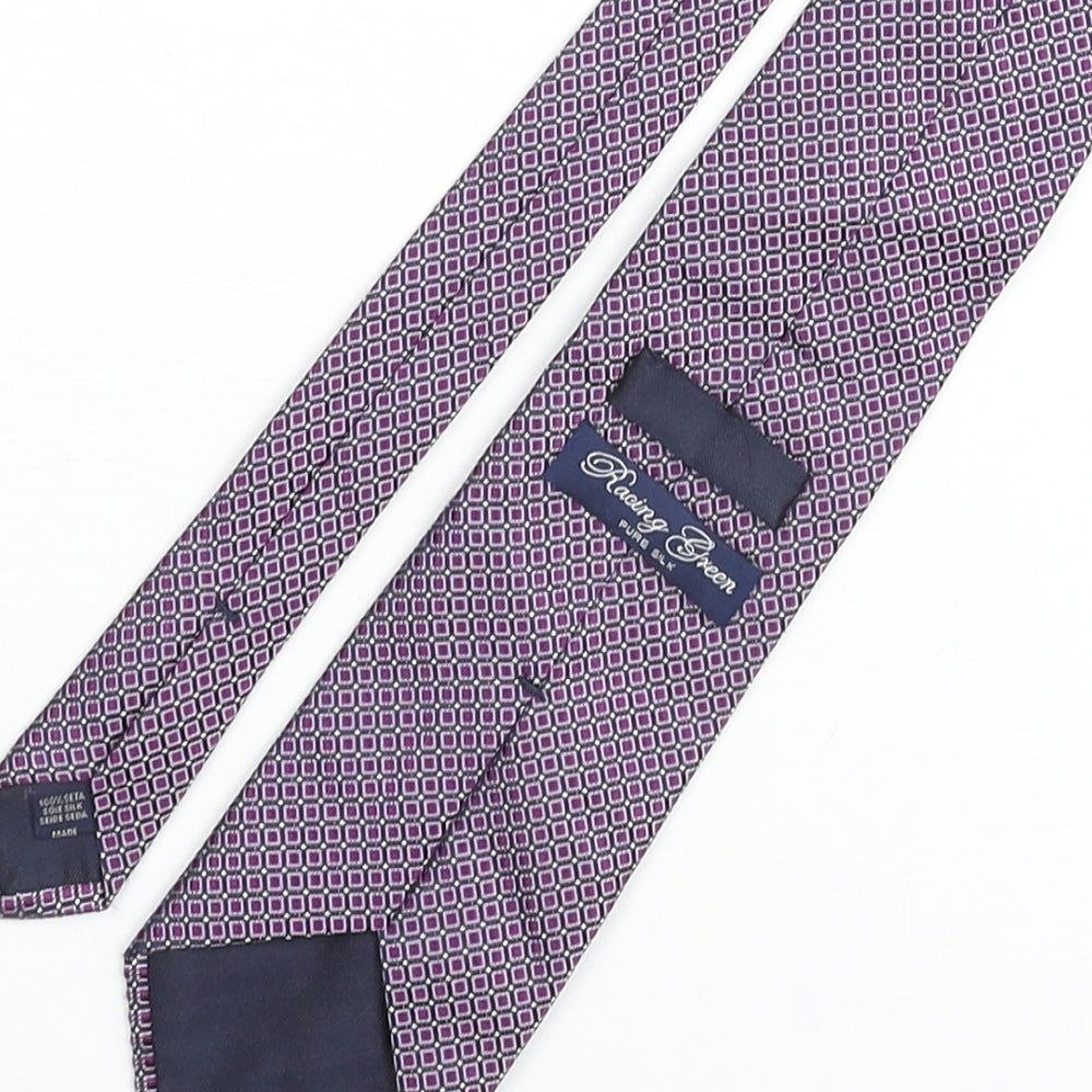 Racing Green Mens Multicoloured Plaids & Checks Silk Pointed Tie One Size