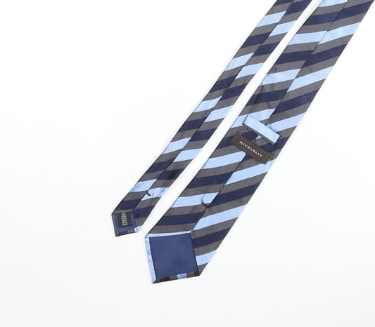 Michaelis Mens Blue Striped Silk Pointed Tie One Size