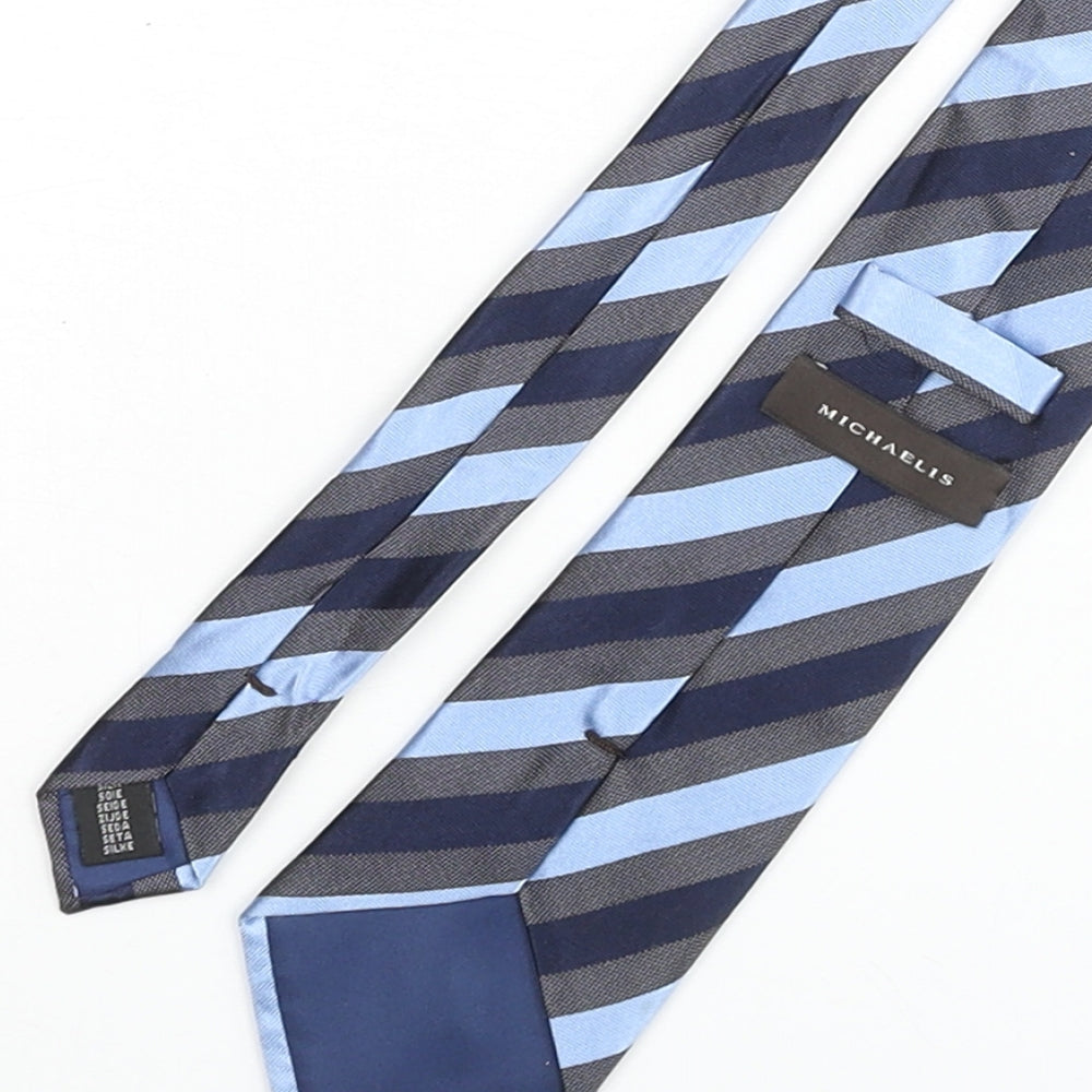 Michaelis Mens Blue Striped Silk Pointed Tie One Size
