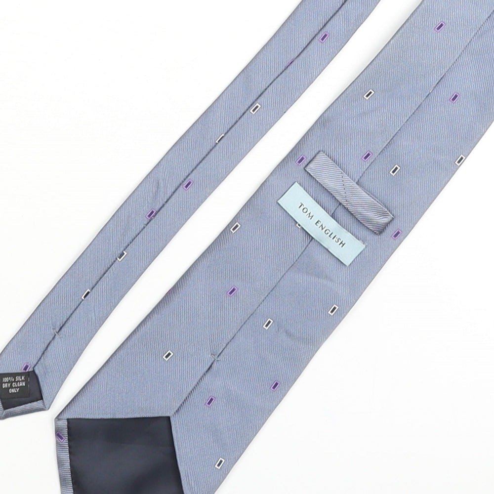 Tom English Mens Blue Geometric Silk Pointed Tie One Size