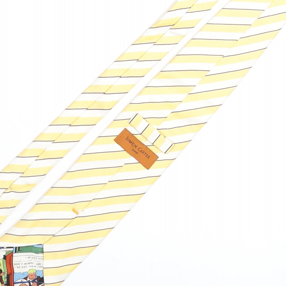 Simon Carter Mens Yellow Striped Silk Pointed Tie One Size