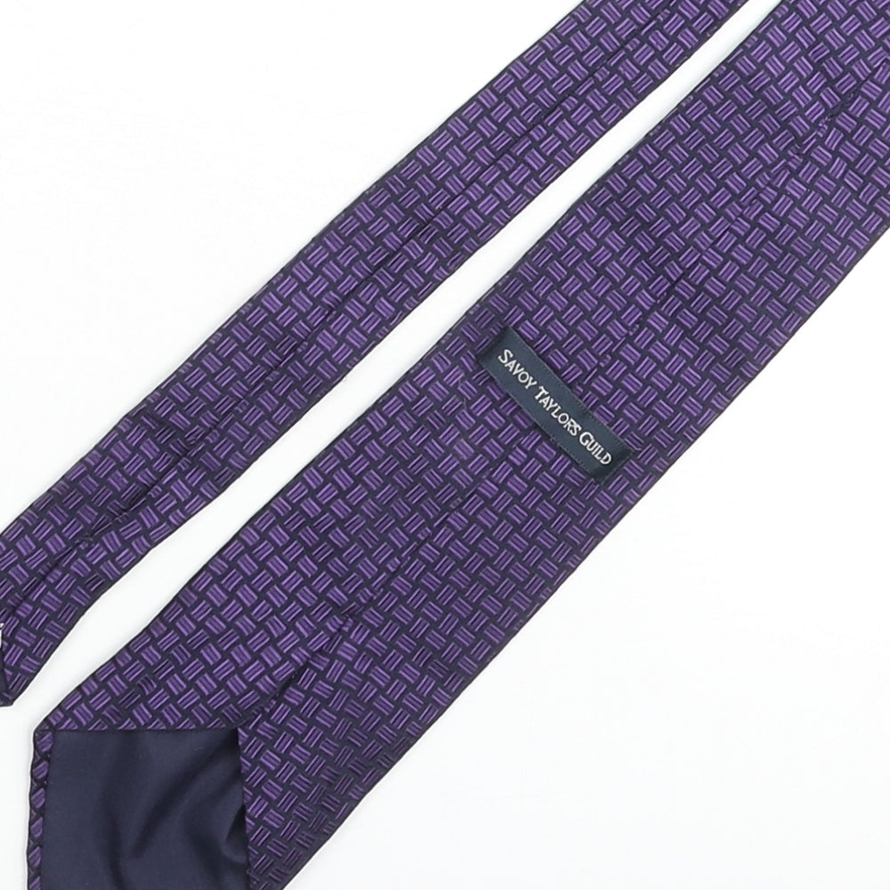 Mens Savoy Taylors Guild Purple Geometric Pointed Tie