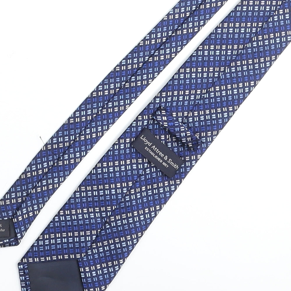 Lloyd Attree & Smith Mens Blue Geometric Polyester Pointed Tie One Size