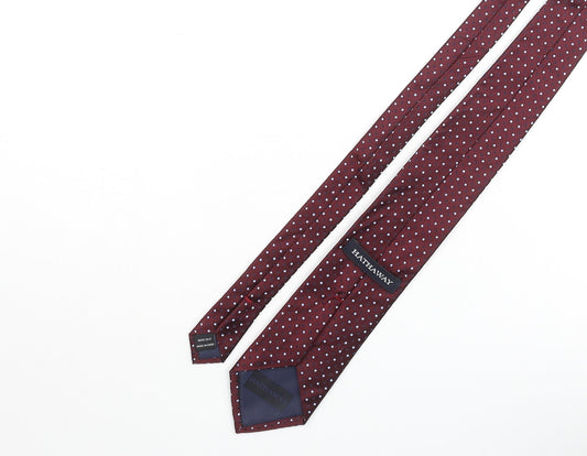 Hathaway Mens Red Polka Dot Silk Pointed Tie One Size