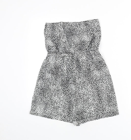 New Look Womens White Geometric Cotton Romper One-Piece Size S Pullover - Dalmatian Print