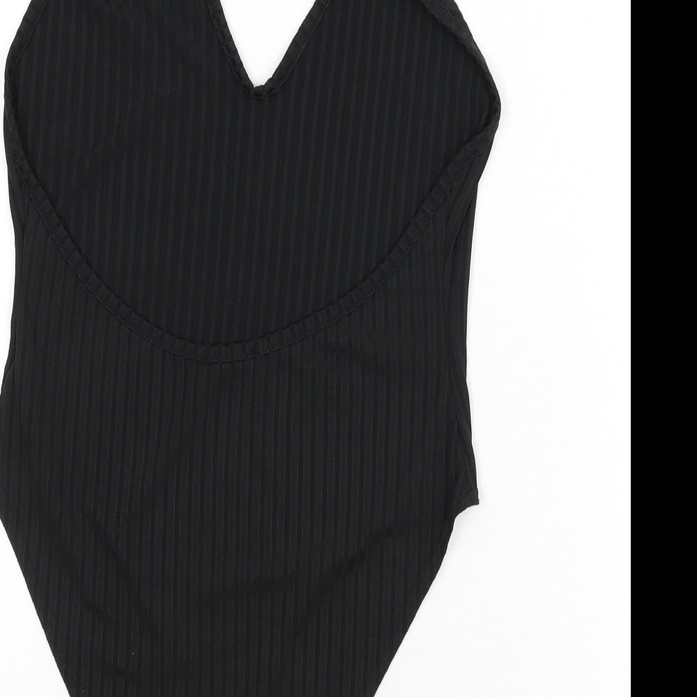Nasty Gal Womens Black Polyester Bodysuit One-Piece Size 8 Snap - Ribbed