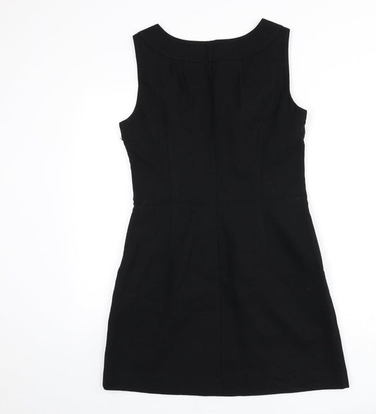 Esprit Womens Black Wool A-Line Size 12 Round Neck Zip
