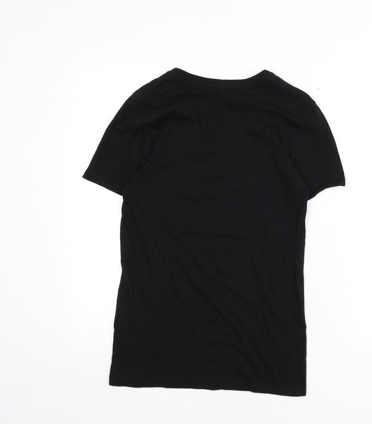 Divided by H&M Womens Black 100% Cotton Basic T-Shirt Size XS V-Neck