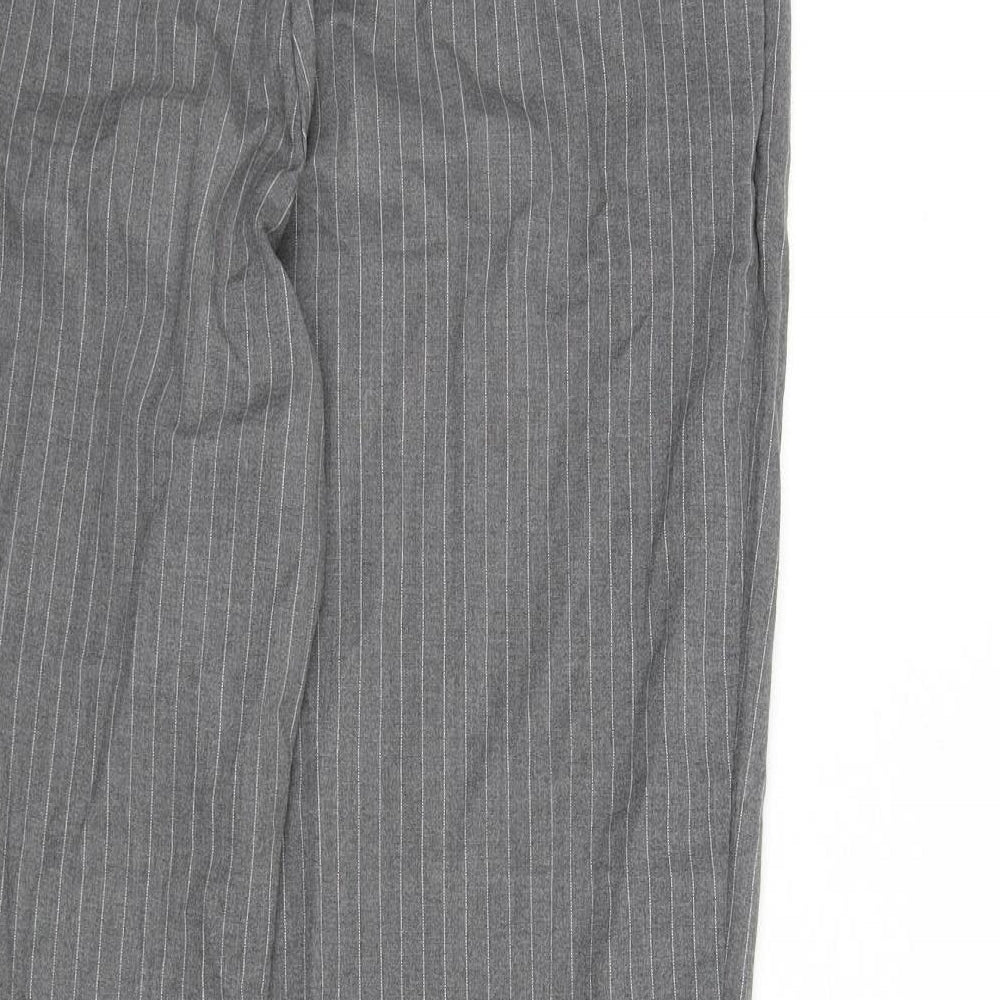 New Look Womens Grey Striped Polyester Dress Pants Trousers Size 12 L26 in Regular Zip