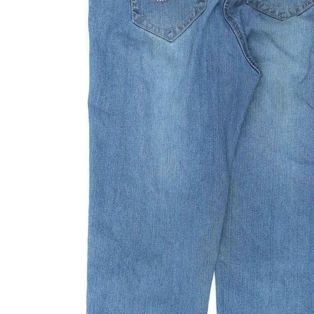 Red Herring Womens Blue Cotton Cropped Jeans Size 8 L21 in Regular Zip