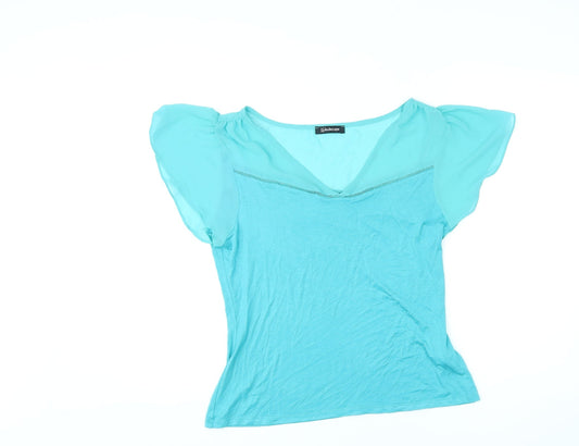 Womens UK Size 14 Kaleidoscope Blue Basic Blouse