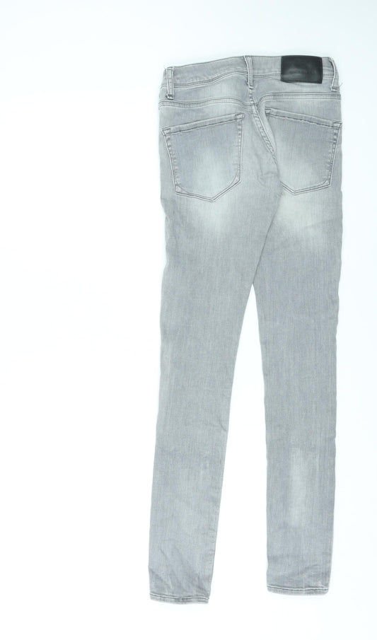 River Island Womens Grey Cotton Skinny Jeans Size 26 L30 in Regular Zip
