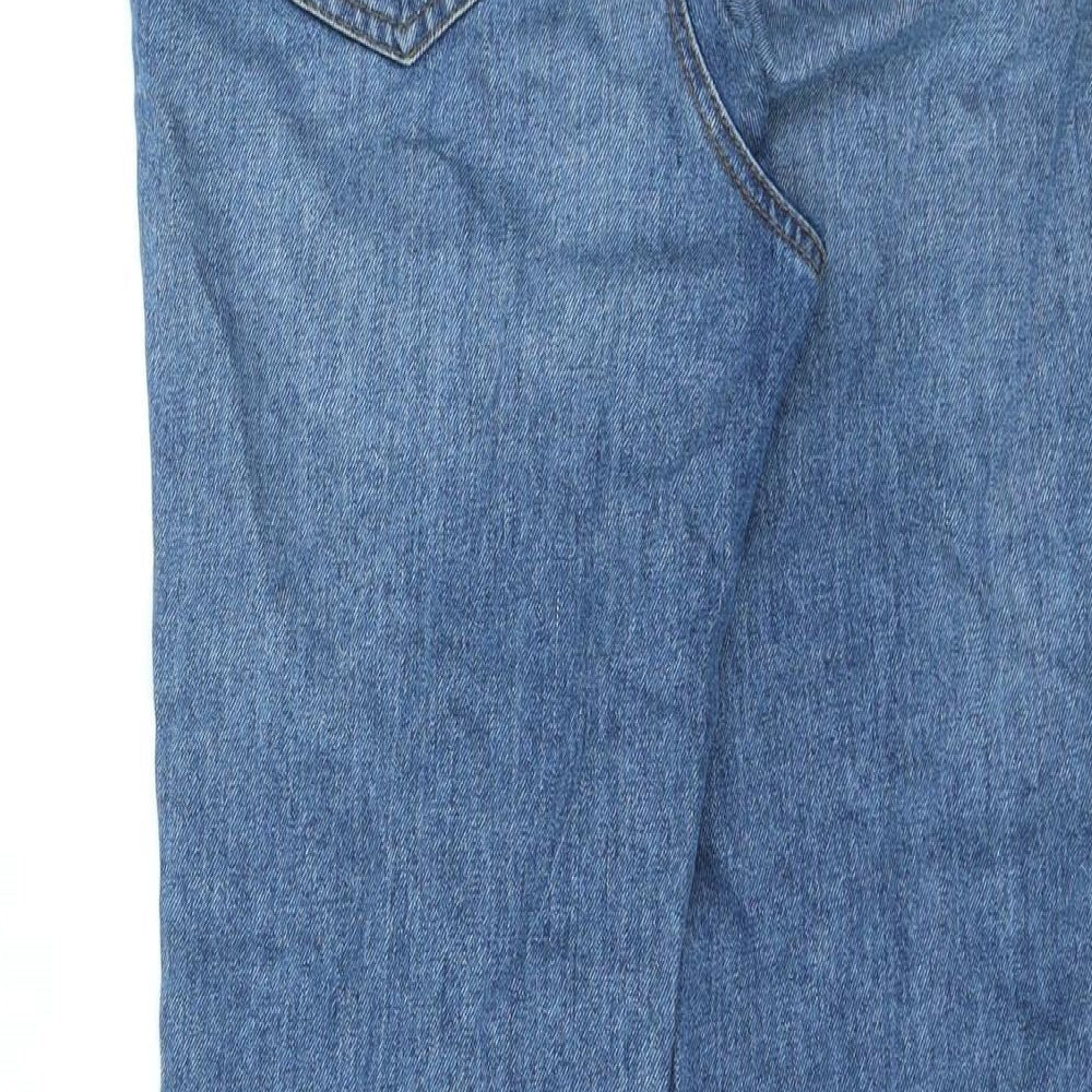 TU Womens Blue Cotton Straight Jeans Size 8 L27 in Regular Zip - Raw Hems