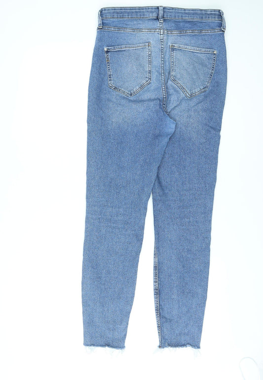 River Island Womens Blue Cotton Skinny Jeans Size 14 L27 in Regular Zip