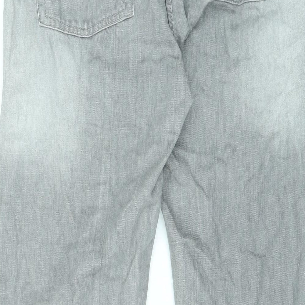 George Mens Grey Cotton Straight Jeans Size 36 in L31 in Slim Zip