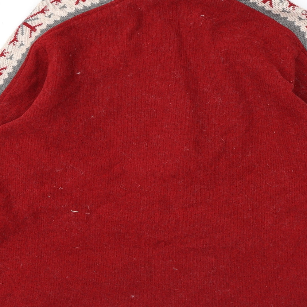 Woolrich Womens Red Geometric Polyester Pullover Sweatshirt Size L Zip