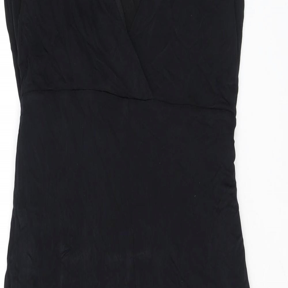 Coast Womens Black Viscose A-Line Size 12 V-Neck Pullover - Ruffles