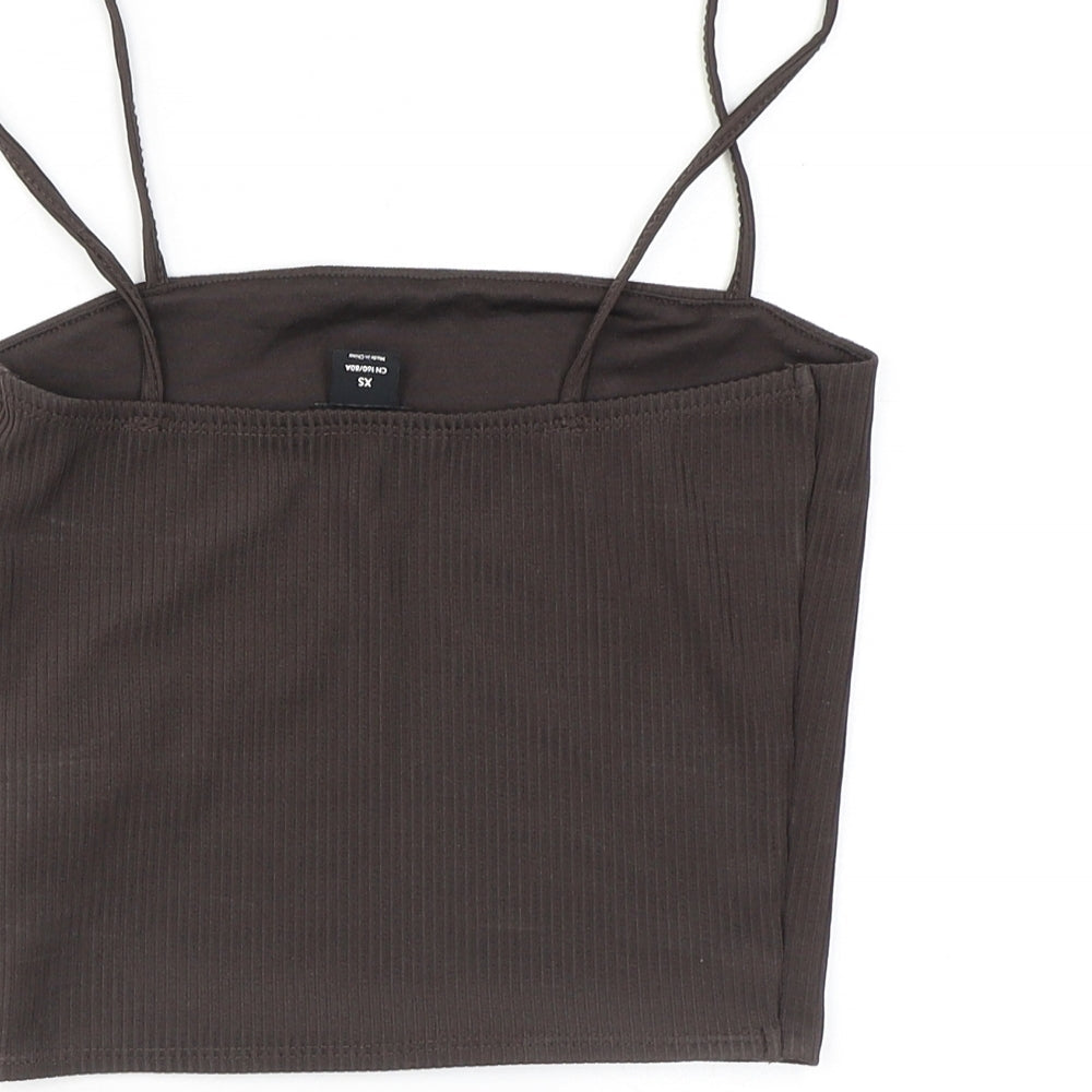 Womens UK Size XS Monki Brown Cropped Tank