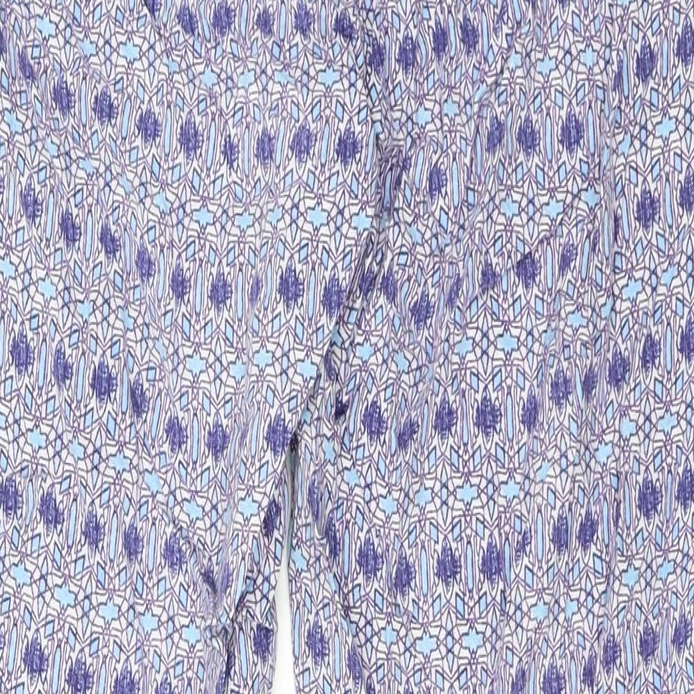 Cotton Traders Womens Blue Geometric Viscose Trousers Size 14 L25 in Regular