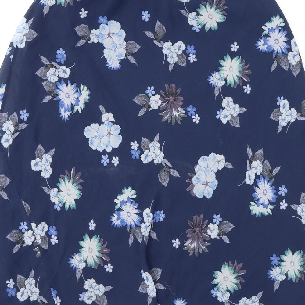 Marks and Spencer Womens Blue Floral Polyester Swing Skirt Size 10