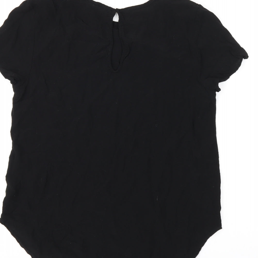 Womens UK Size 8 H&M Black Basic T-Shirt