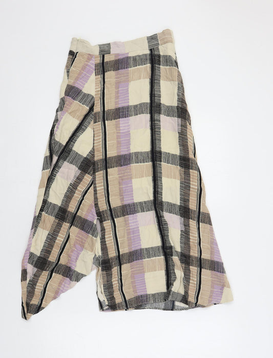 Marks and Spencer Womens Multicoloured Geometric Viscose A-Line Skirt Size 6 Zip - Side Slit