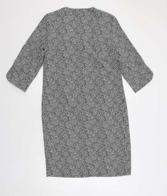 Marks and Spencer Womens Black Geometric Polyester Shift Size 8 V-Neck Pullover