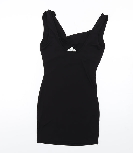 Miss Selfridge Womens Black Polyester Mini Size 10 Cowl Neck Pullover