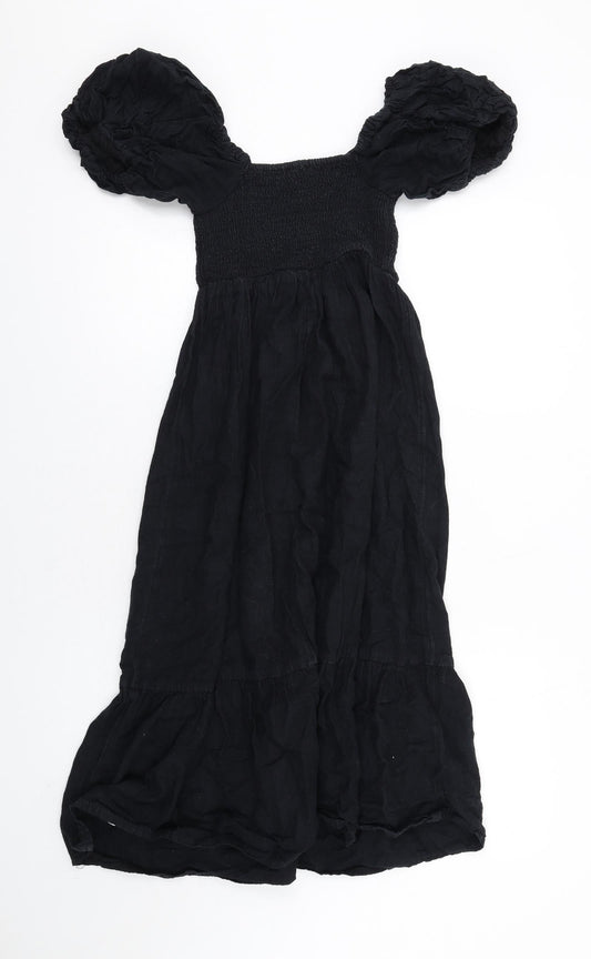 New Look Womens Black Cotton A-Line Size 6 V-Neck Pullover